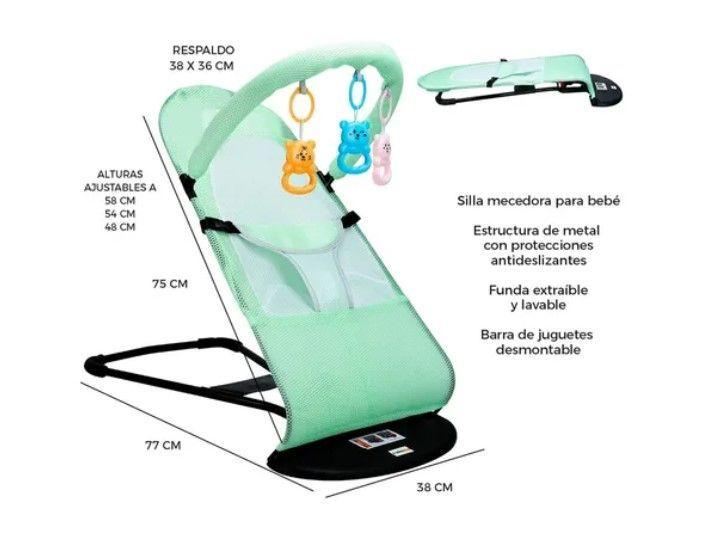 Silla Mecedora Bebe Columpio Infantil Portátil Ajustable-3