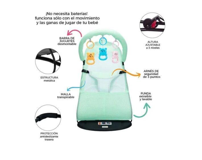 Silla Mecedora Bebe Columpio Infantil Portátil Ajustable-6