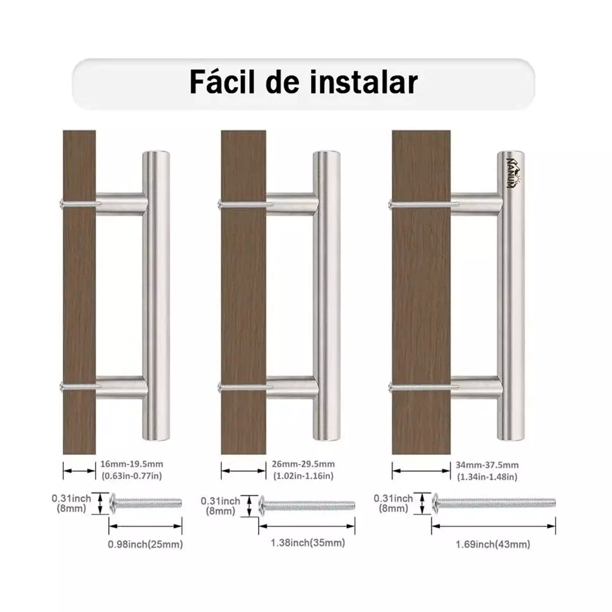 X10 Manillas Tiradores Acero Inoxidable 15cm Puertas Cajones-3