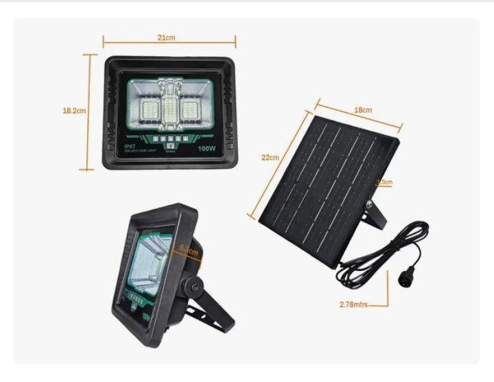 Lampara Foco Solar 63led 100w + Panel Solar + Control Remoto-5