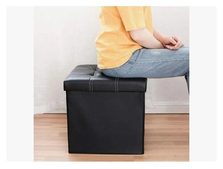Baul Tomy Plegable Ecocuero Asiento 38cm Puff Pouf Caja-2