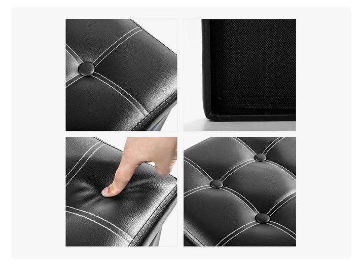 Baul Tomy Plegable Ecocuero Asiento 38cm Puff Pouf Caja-3