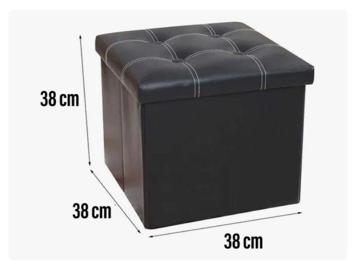Baul Tomy Plegable Ecocuero Asiento 38cm Puff Pouf Caja-4