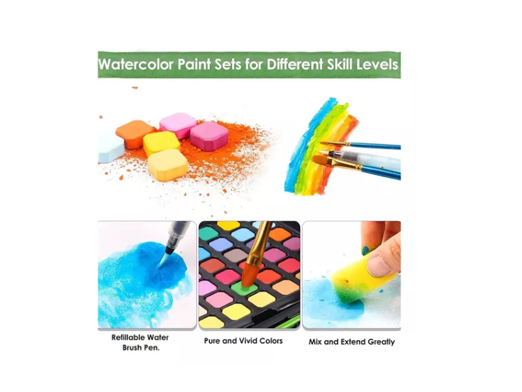 Kit Acuarelas Profesionales Pintura Acuarela Art 48 Colores-5
