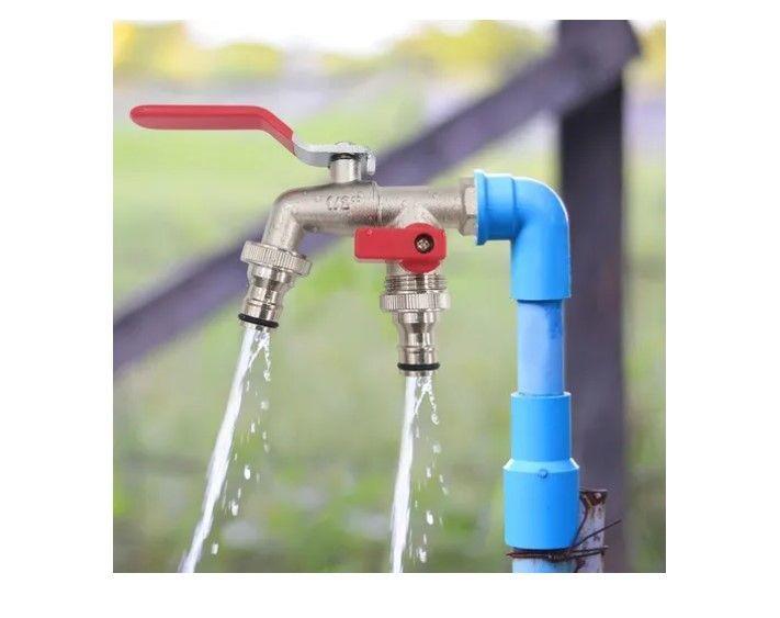 Llave De Jardín Con Doble Salida 1/2 Grifo De Válvula-4