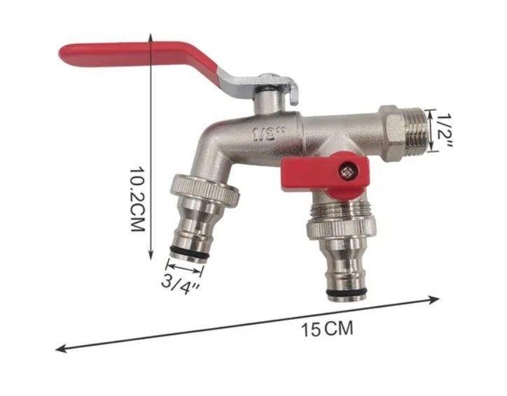 Llave De Jardín Con Doble Salida 1/2 Grifo De Válvula-7