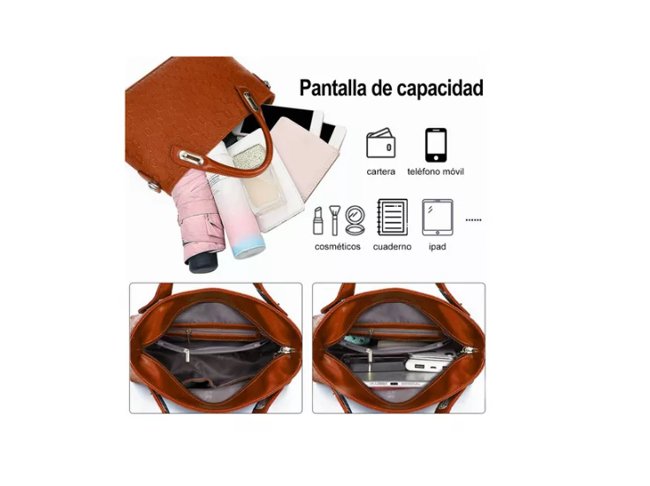 Set 4 Bolsas Mujer Moda Dama Crossbody Cosmetiquera Correa-4