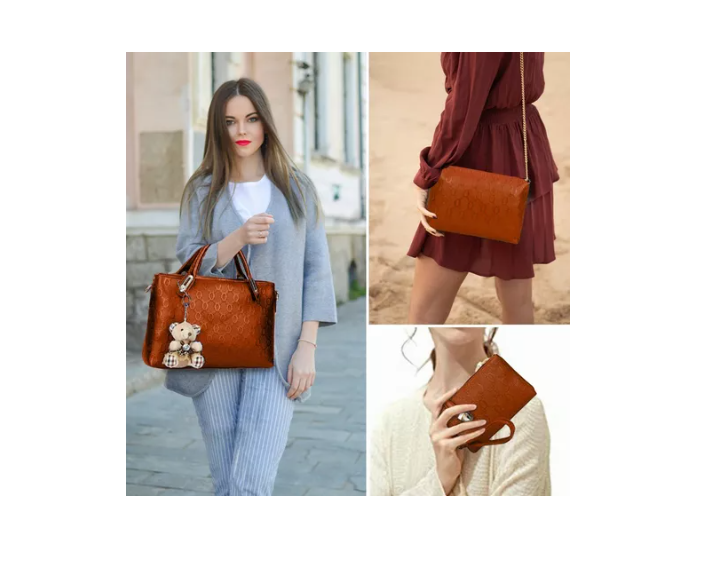 Set 4 Bolsas Mujer Moda Dama Crossbody Cosmetiquera Correa-5