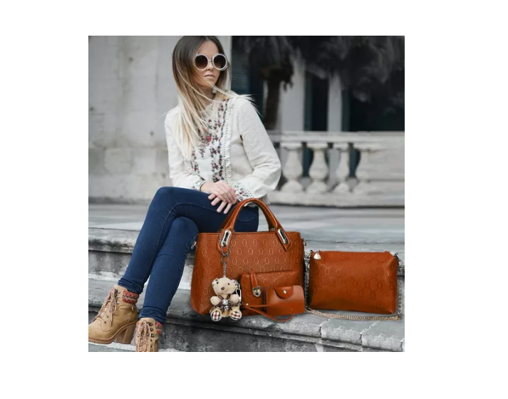 Set 4 Bolsas Mujer Moda Dama Crossbody Cosmetiquera Correa-6