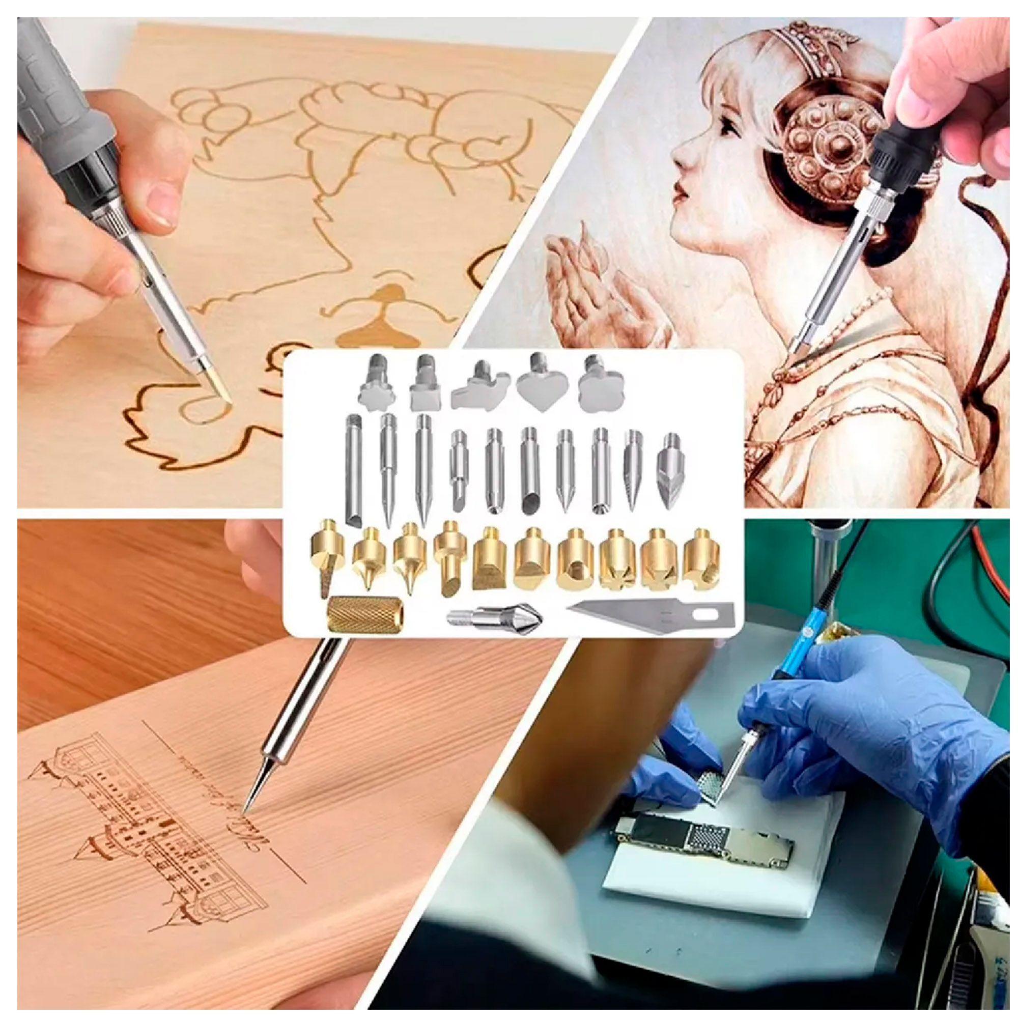 Pirograbador Cautin Para Madera Con Punta Lapiz 60w 35pcs-3