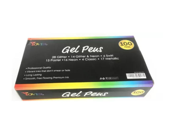 Set 100 Lápices Gel Neón-glitter-metálico-pastel-2