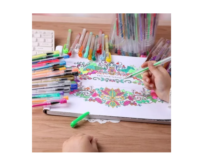 Set 100 Lápices Gel Neón-glitter-metálico-pastel-3