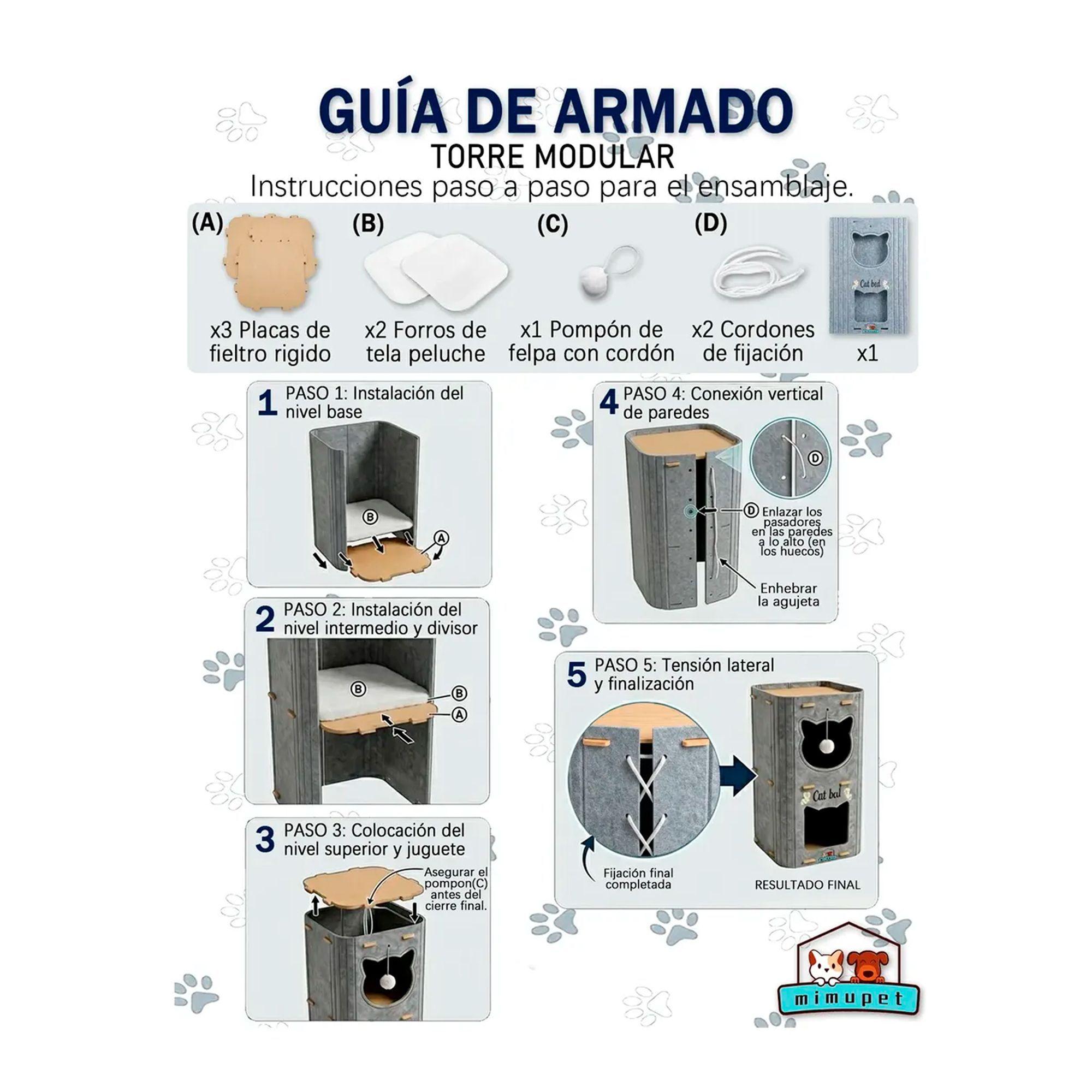 Casa Para Gatos 3 Pisos De Fieltro Cama Cueva Cerrada-3