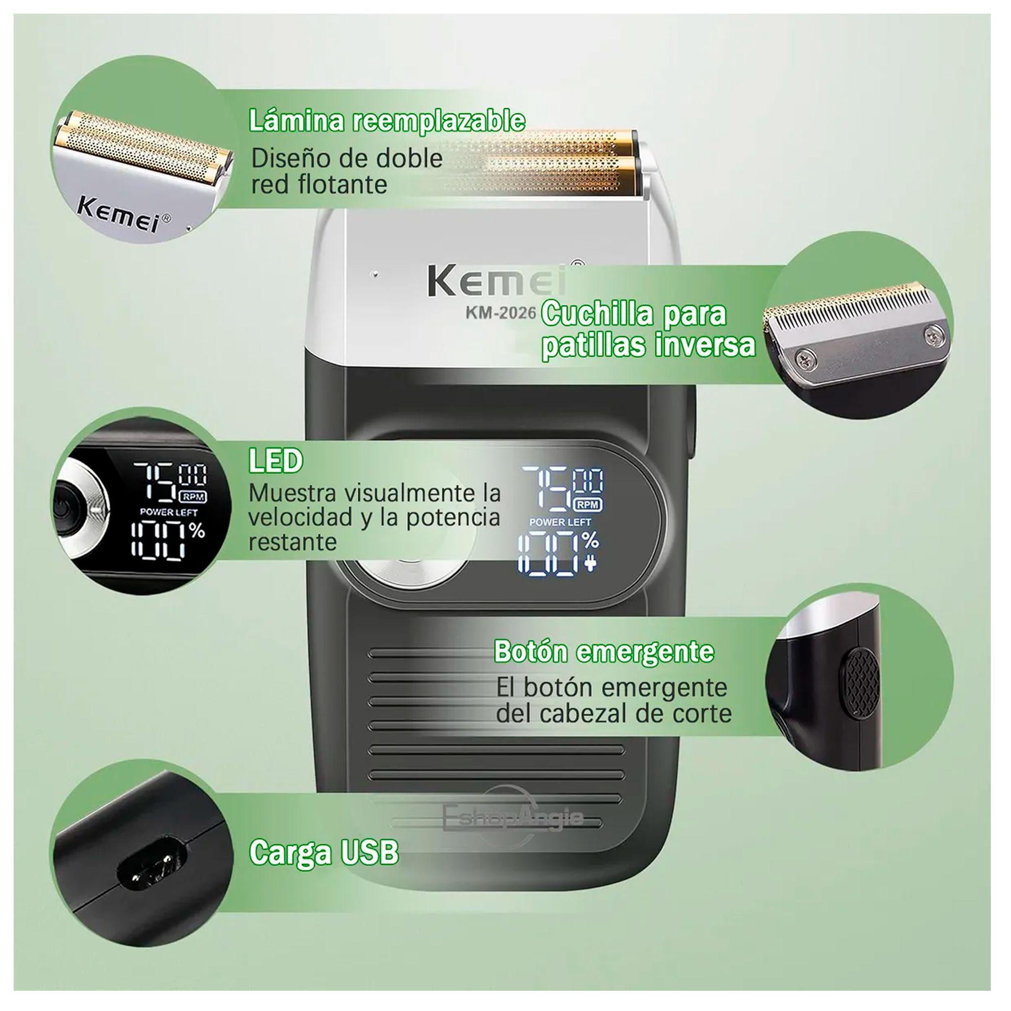 Máquina Afeitadora Shaver Kemei Km-2026 Inalámbrica Usb-3