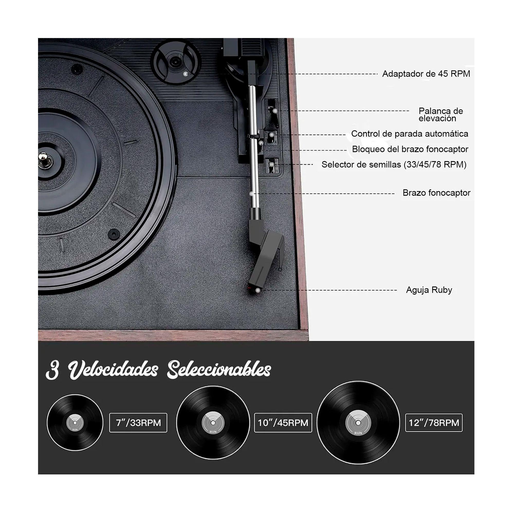 Tornamesa Bluetooth Con Cd Y Cassette + Parlantes Externos-2