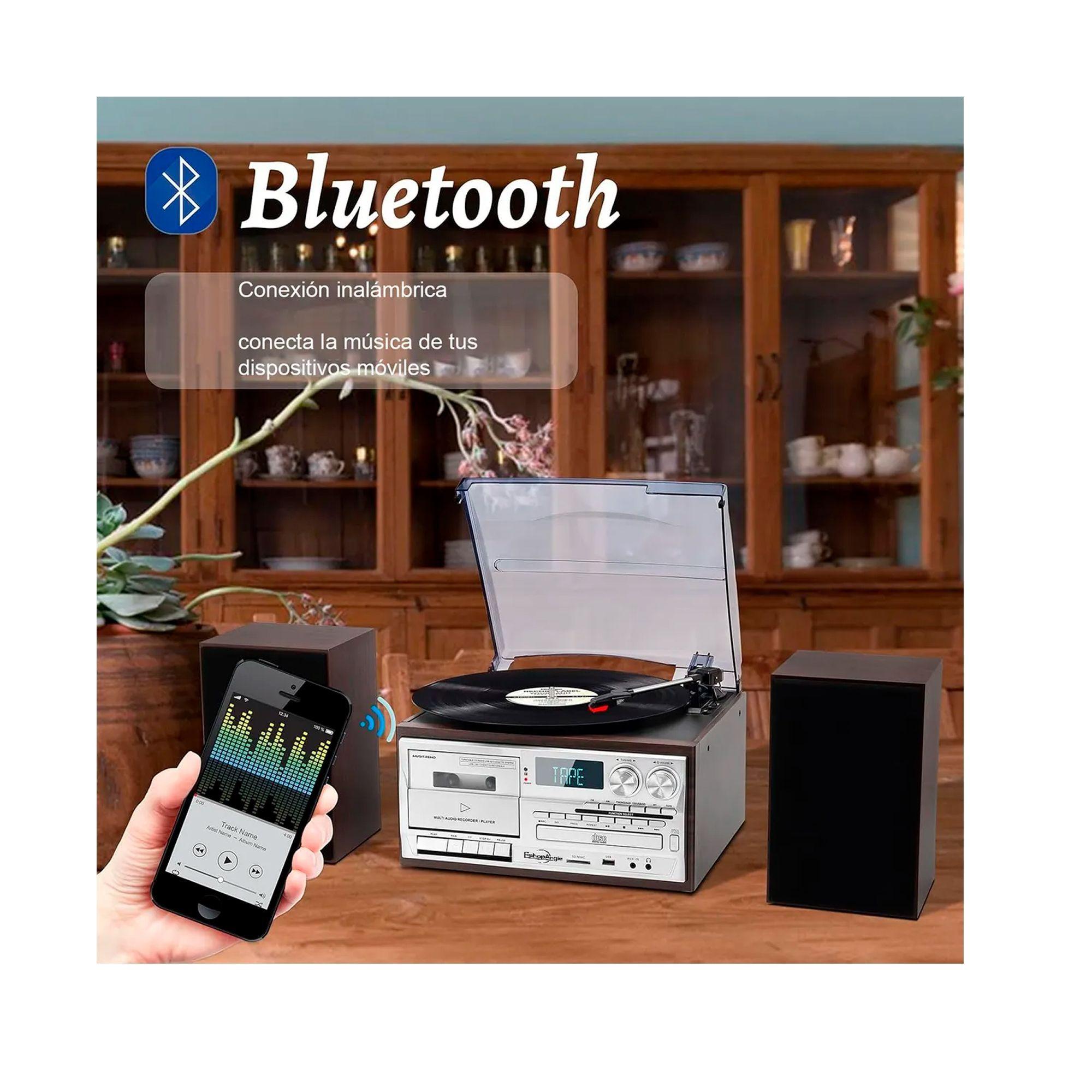 Tornamesa Bluetooth Con Cd Y Cassette + Parlantes Externos-3
