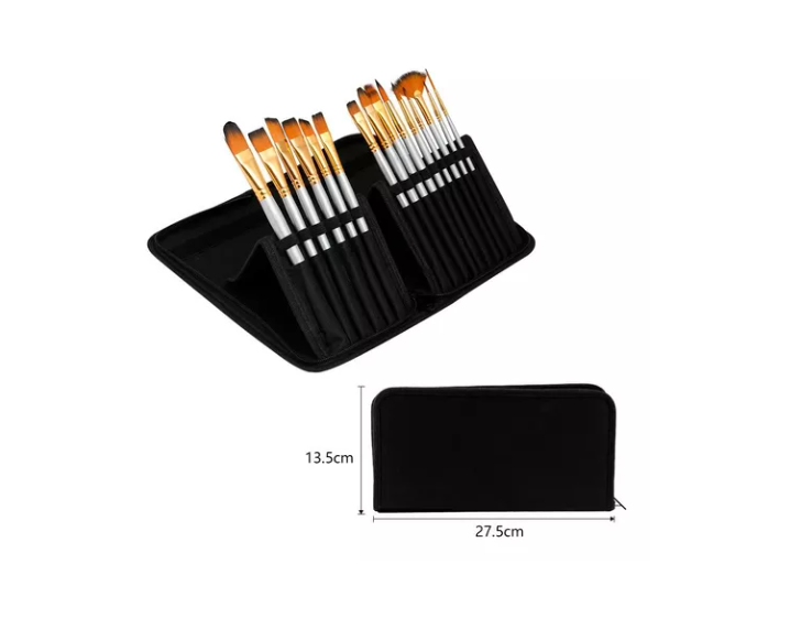 Set Pinceles 15 Piezas Pelo Sintético Acuarela -3
