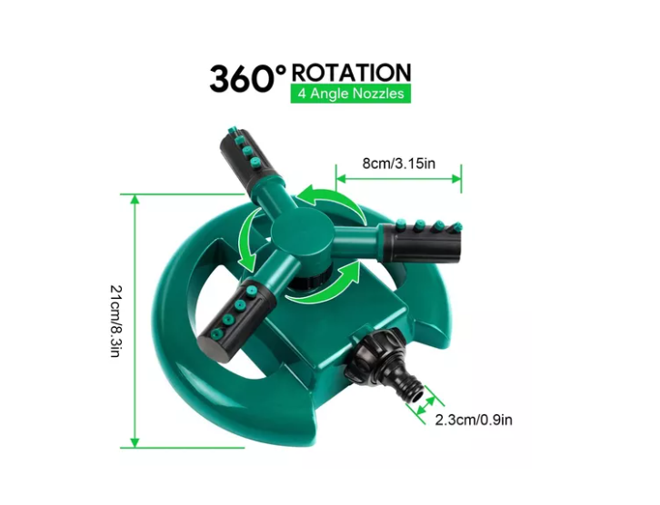 Aspersor De Riego Rociador De Agua Gira 360° 3 Brazos Jardín-1