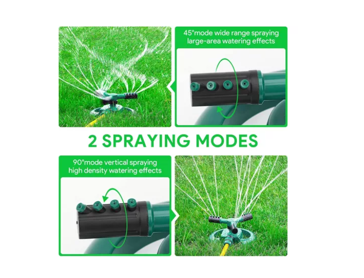 Aspersor De Riego Rociador De Agua Gira 360° 3 Brazos Jardín-2