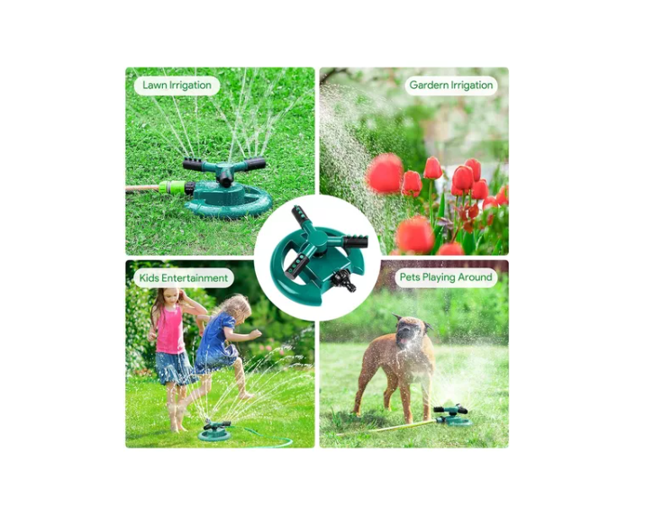 Aspersor De Riego Rociador De Agua Gira 360° 3 Brazos Jardín-3
