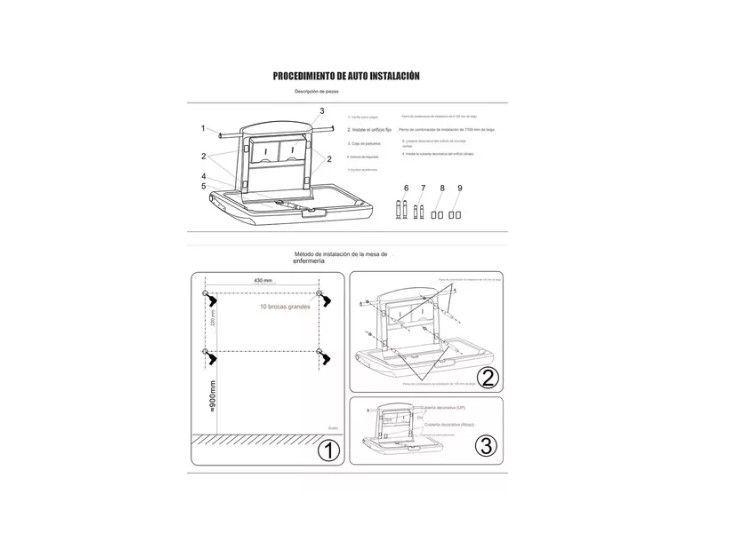 Mudador Cambiador Plegable Para Bebe Horizontal Baño Público-3