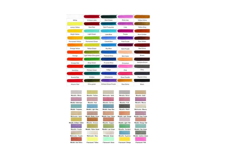 Juego Acuarela 90 Colors Regulares, Metalizados Y Fluorescen-2