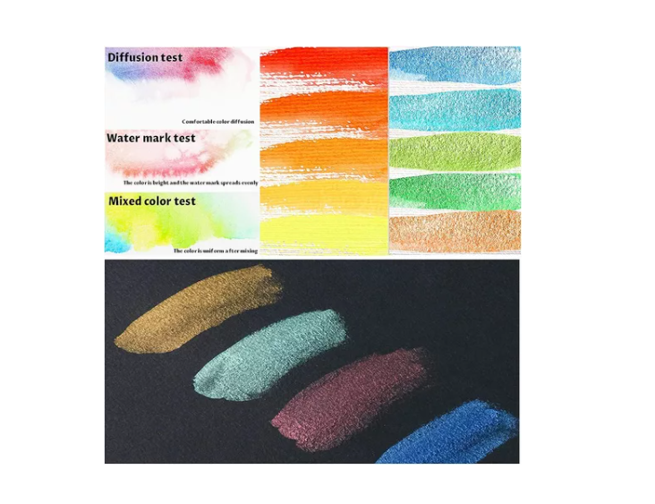 Juego Acuarela 90 Colors Regulares, Metalizados Y Fluorescen-3