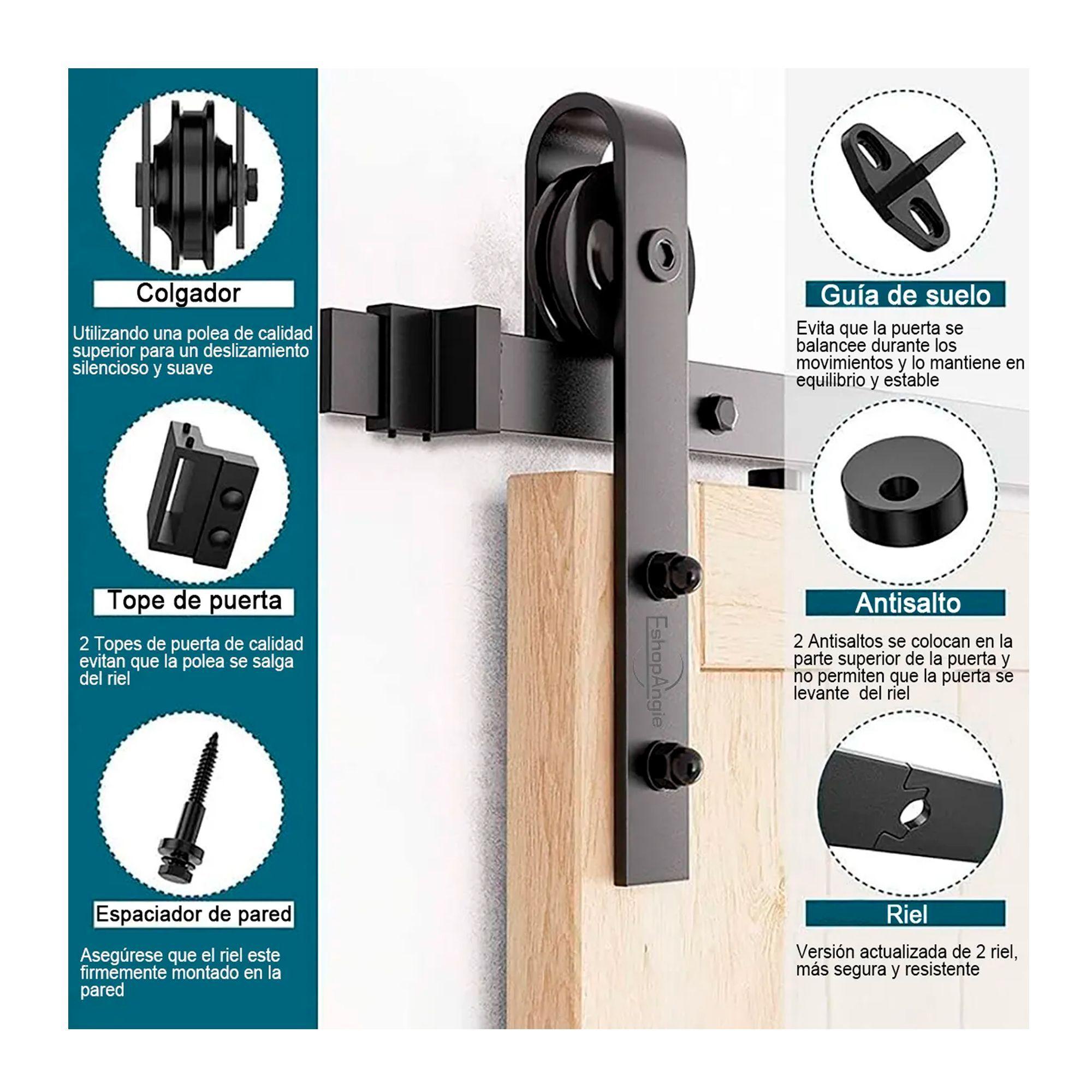 Kit Herraje Riel Para Puerta Corrediza Estilo Granero 2m-5