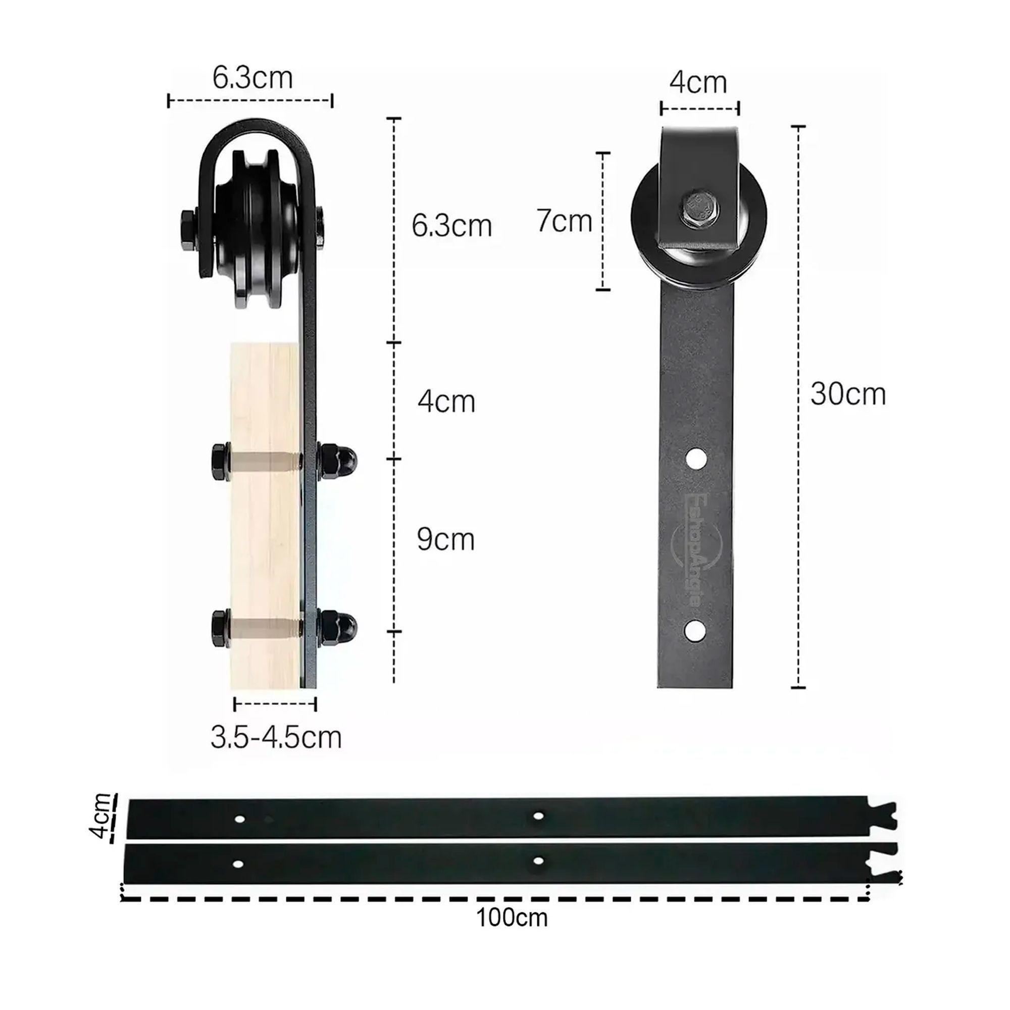 Kit Herraje Riel Para Puerta Corrediza Estilo Granero 2m-6