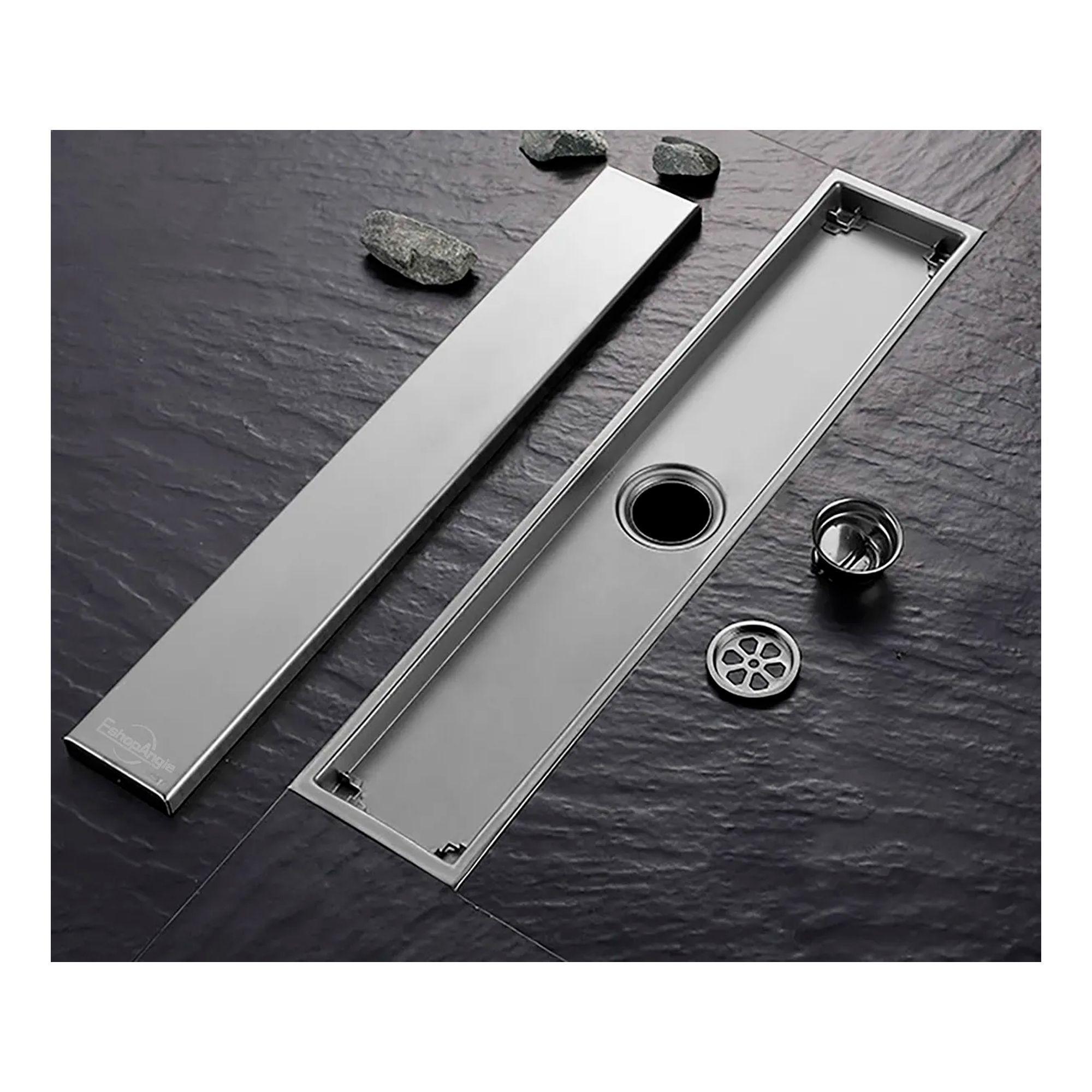 Piso Drenaje Ducha Cubierta Acero Inoxidable Filtro 60x10cm-3