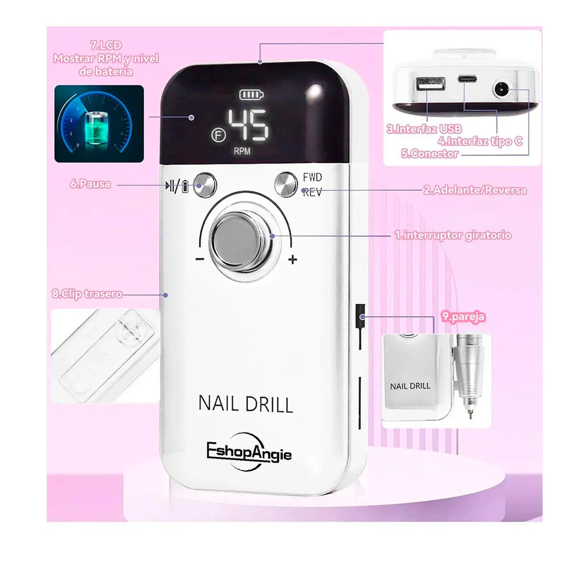Torno Inalámbrico Profesional Pedicura Manícura 45000rpm-2