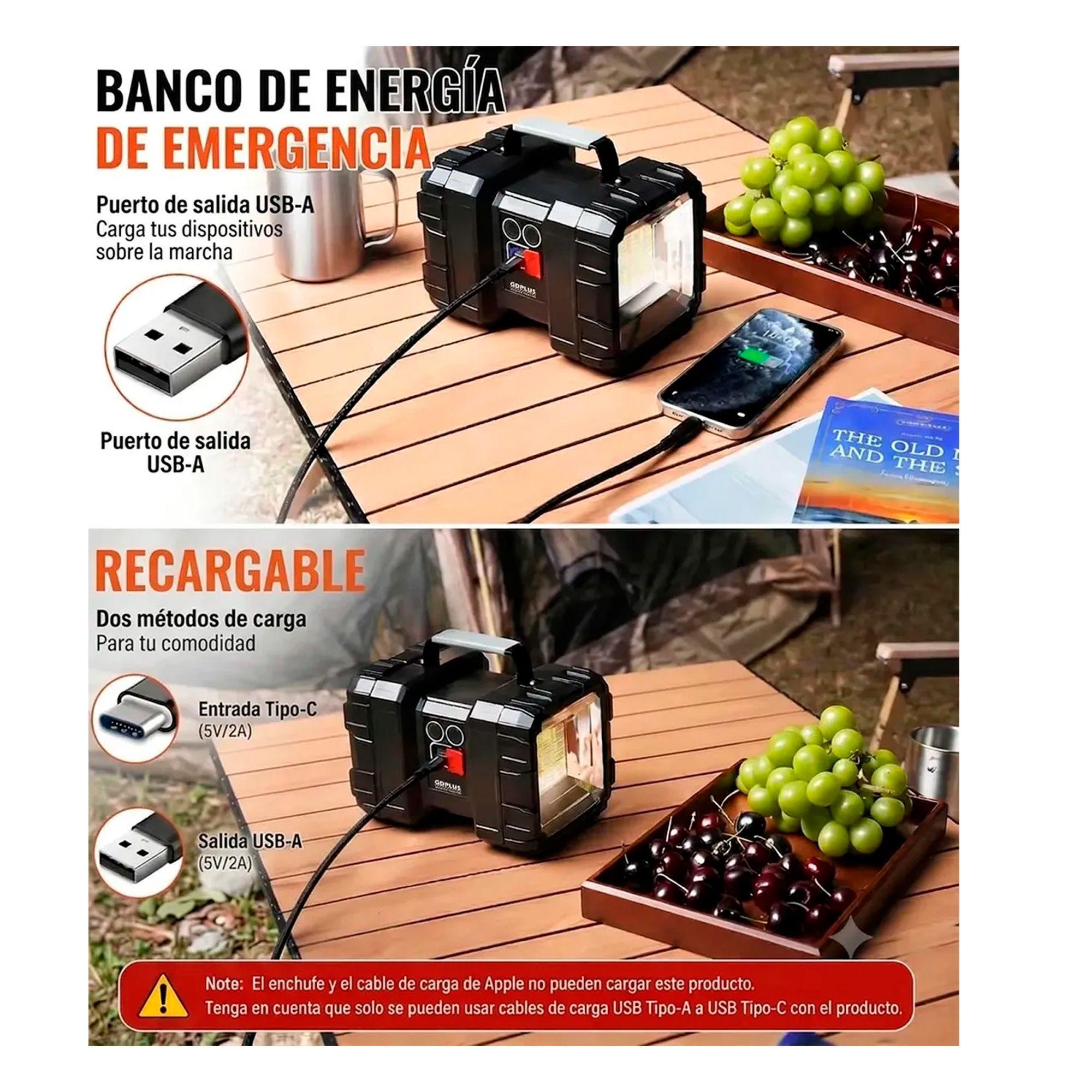 Linterna Recargable Doble Cabeza Led Multiuso Emergencia-2