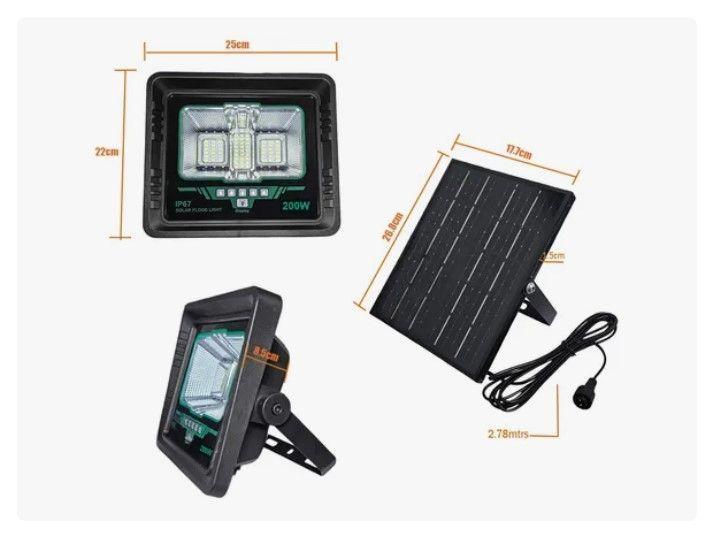 Foco Solar Reflector 200w Ip67 + Panel Solar +control Remoto-4