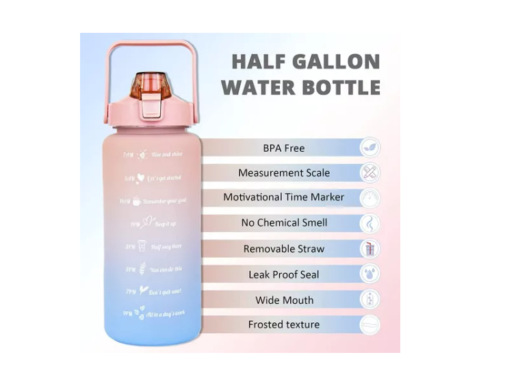 Botella De Agua Motivacional Gran Capacidad 2ltrs Deportiva-2