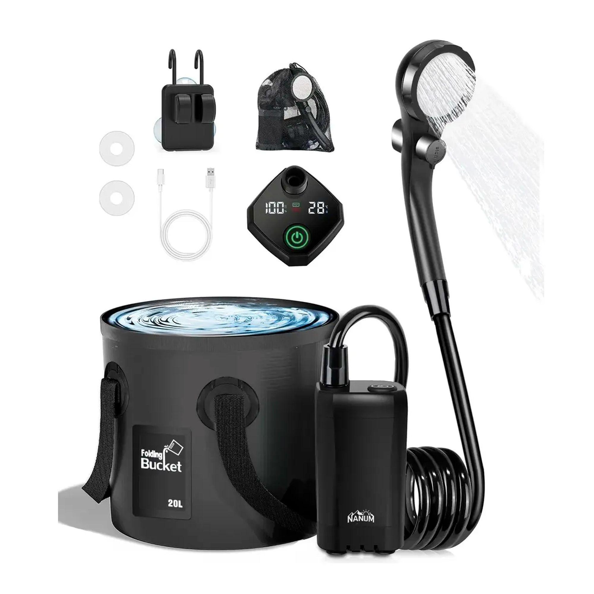 Ducha Portatil Camping 20l Recargable Con Pantalla Led-0