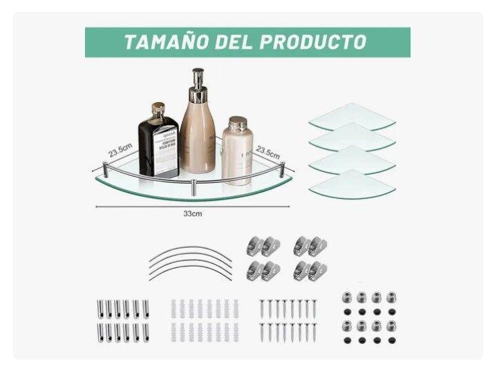Pack 4 Organizador Repisa Esquineras De Vidrio Ducha Estante-5