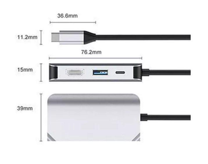 Adaptador Conversor Tipo-c A Hdtv+vga+usb 3.0+pd-3