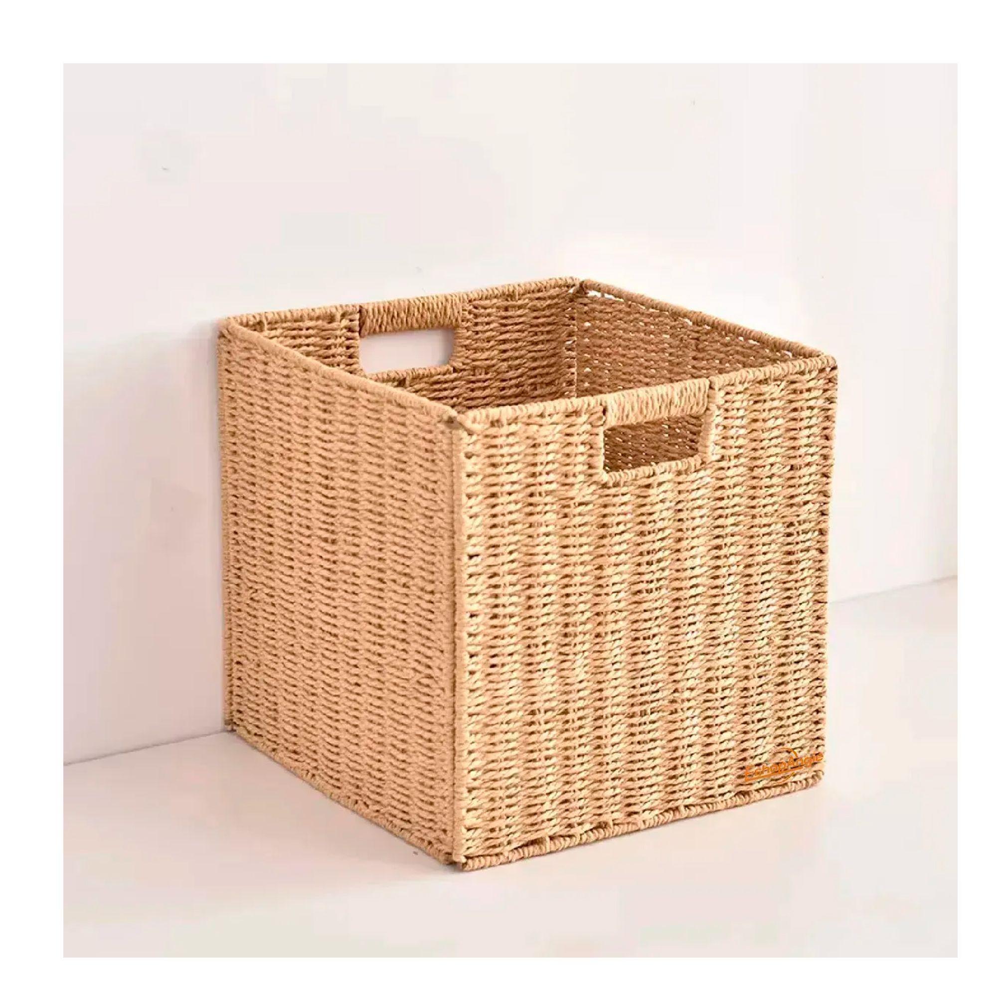 Cesta Canasto Organizador Decorativo De Mimbre Plegable-0