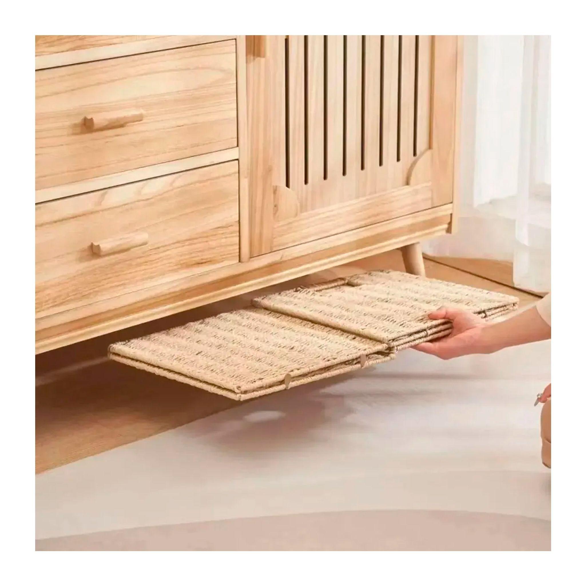 Cesta Canasto Organizador Decorativo De Mimbre Plegable-3