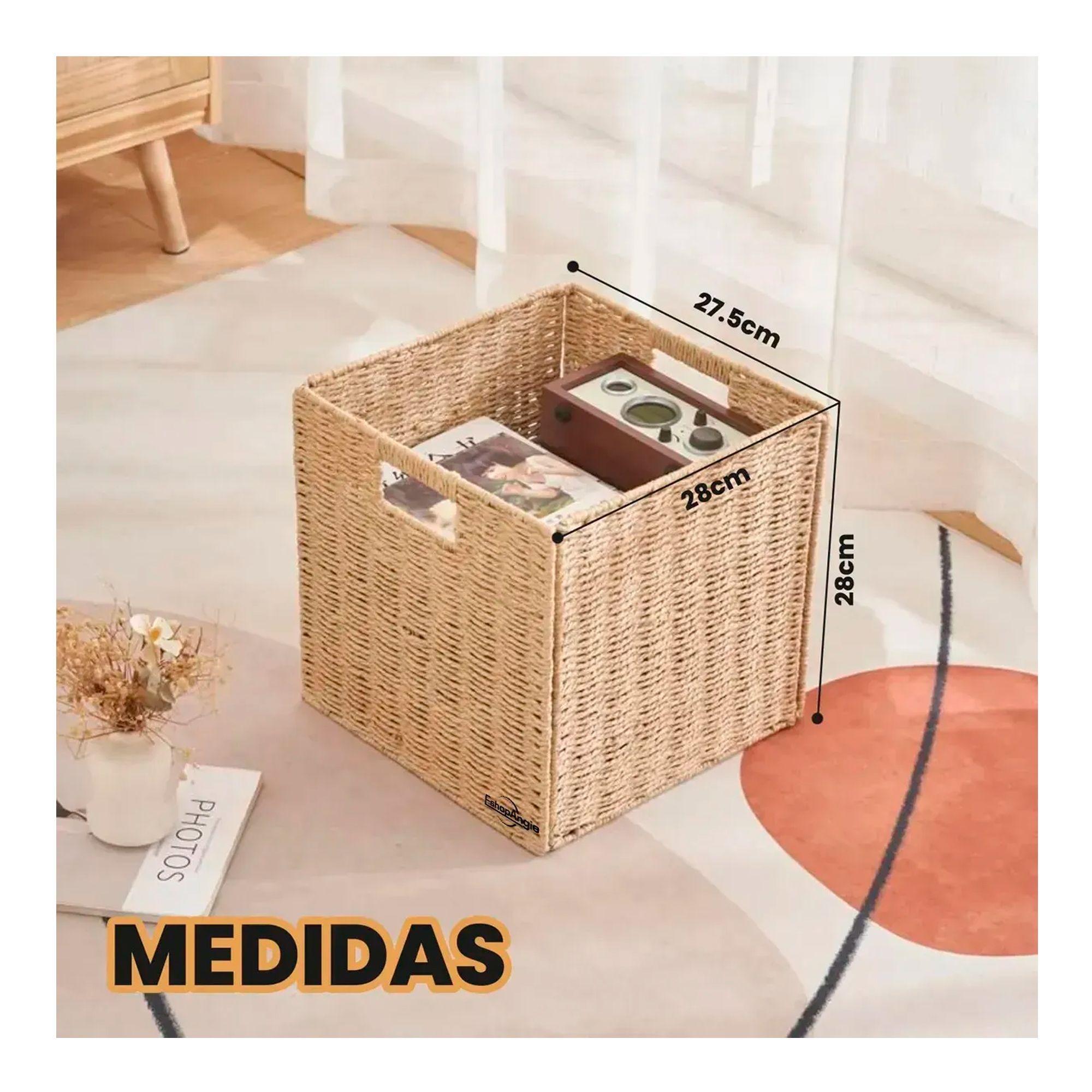 Cesta Canasto Organizador Decorativo De Mimbre Plegable-5