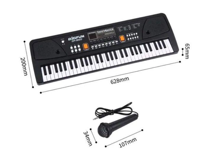 Piano Teclado Musical Eléctrico De 61 Teclas + Micrófono-4