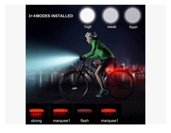 Linterna Led Bicicleta Delantera Y Trasera Usb Recargable-2