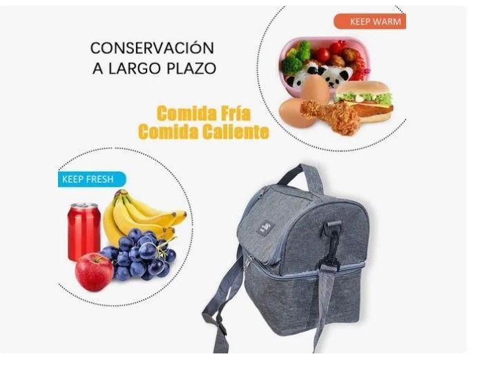 Lonchera Termica De 2 Pisos Impermeable Con Correa-3