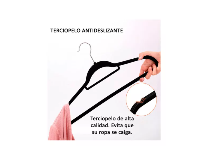 Colgadores De Ropa Antideslizantes Terciopelo 20 Unid Gancho-2