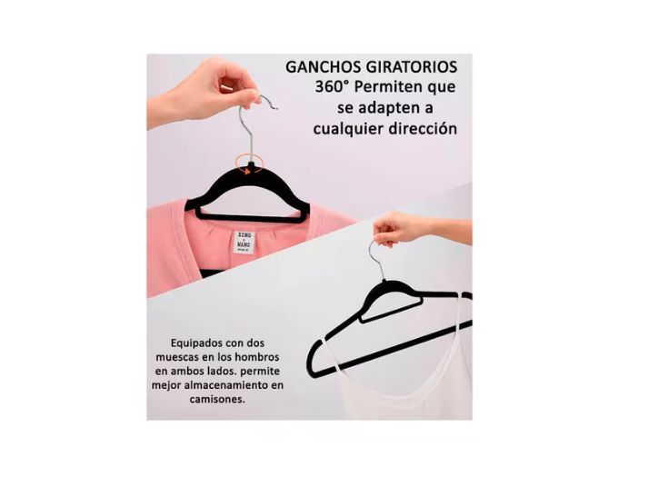 Colgadores De Ropa Antideslizantes Terciopelo 20 Unid Gancho-5