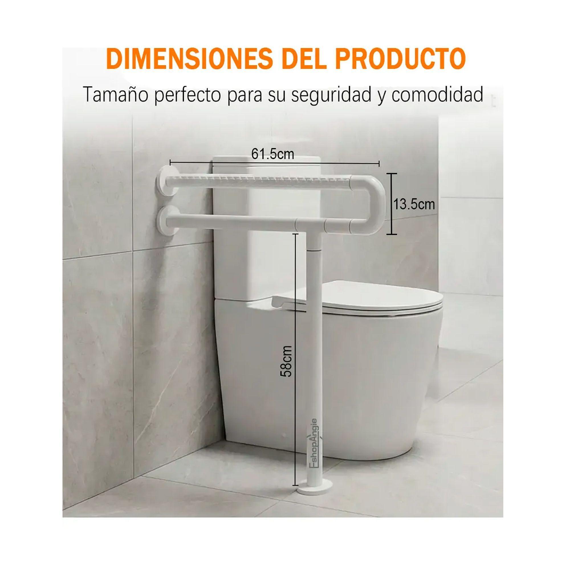 Barra Seguridad Baño Discapacitados Acero Inox Muro Piso-3