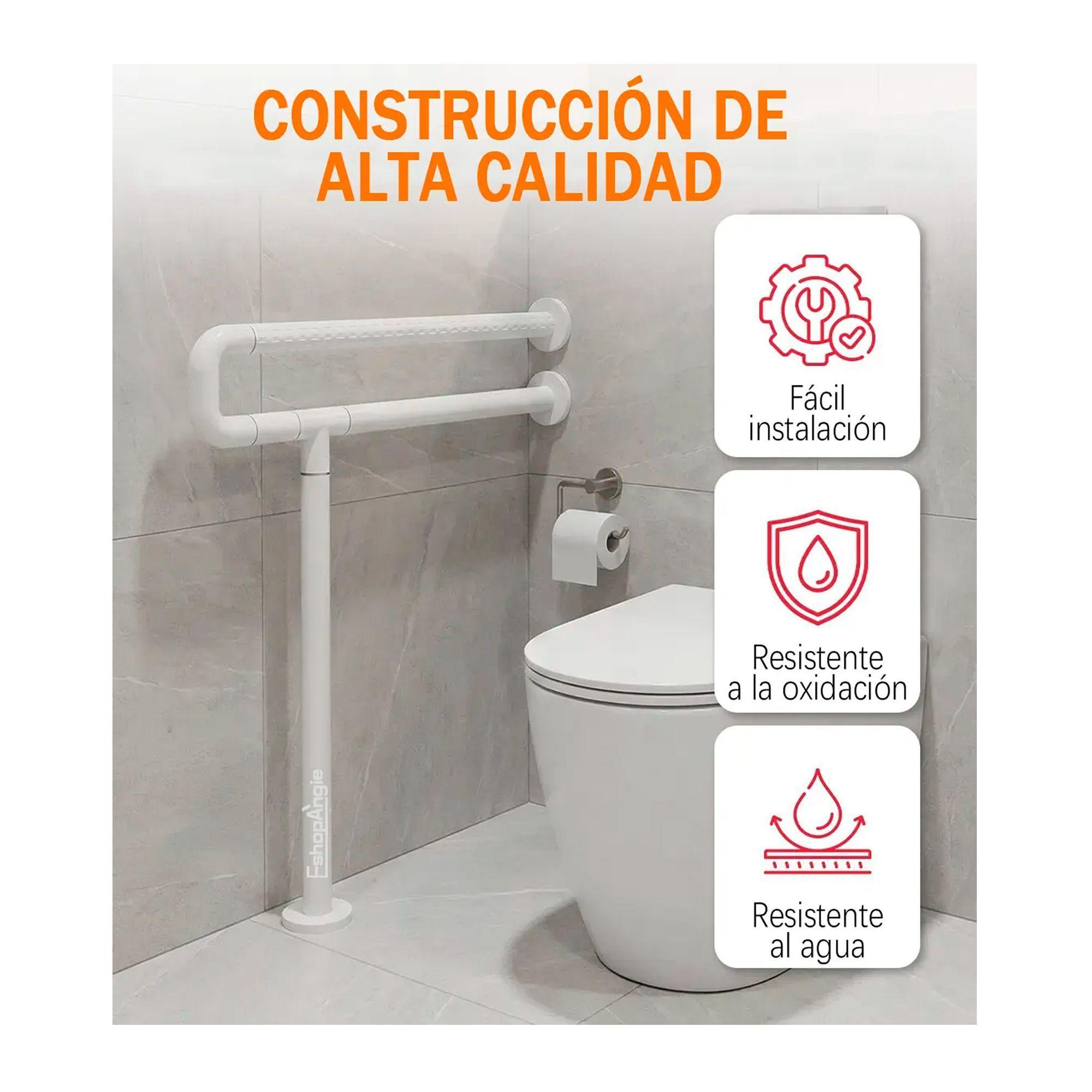 Barra Seguridad Baño Discapacitados Acero Inox Muro Piso-5