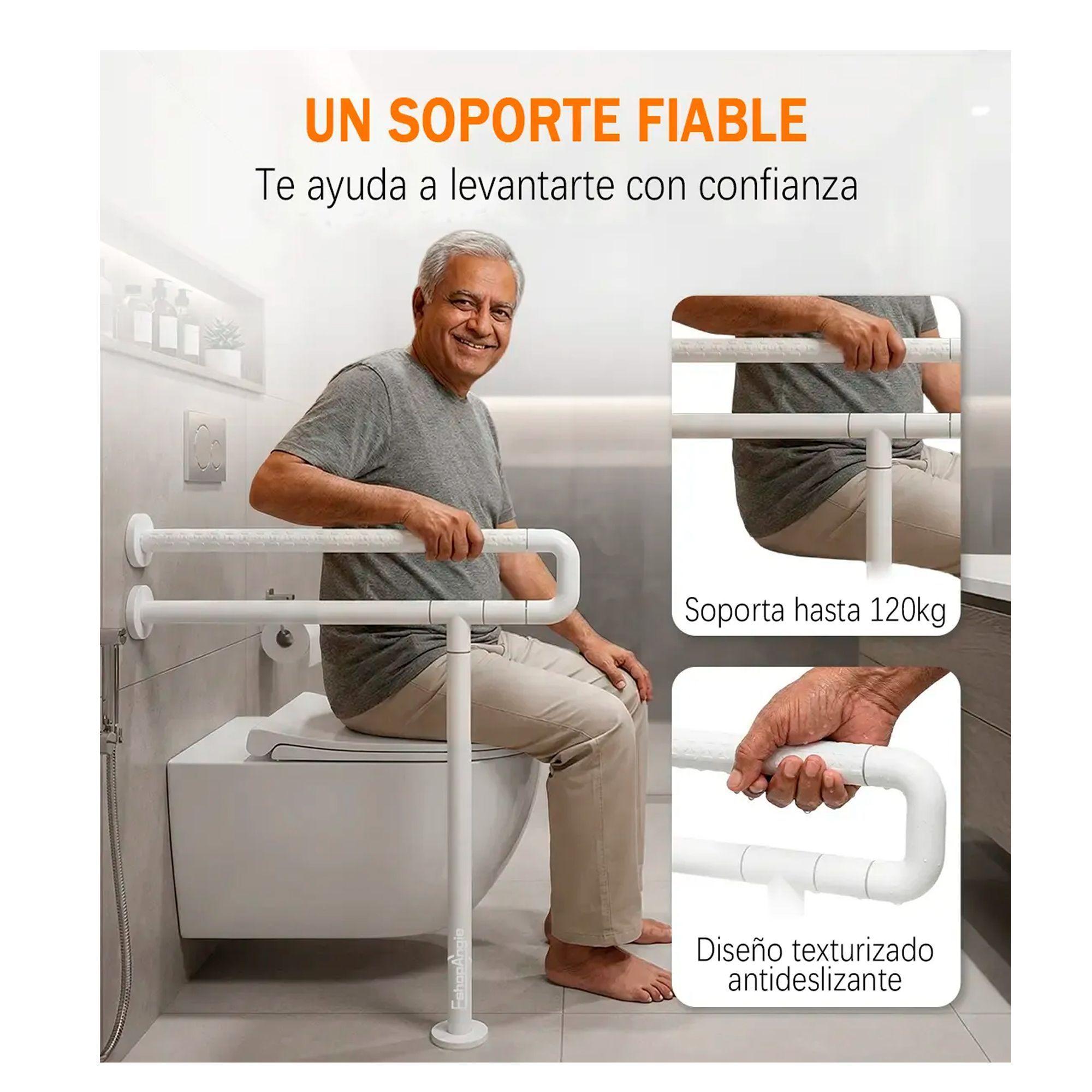 Barra Seguridad Baño Discapacitados Acero Inox Muro Piso-7