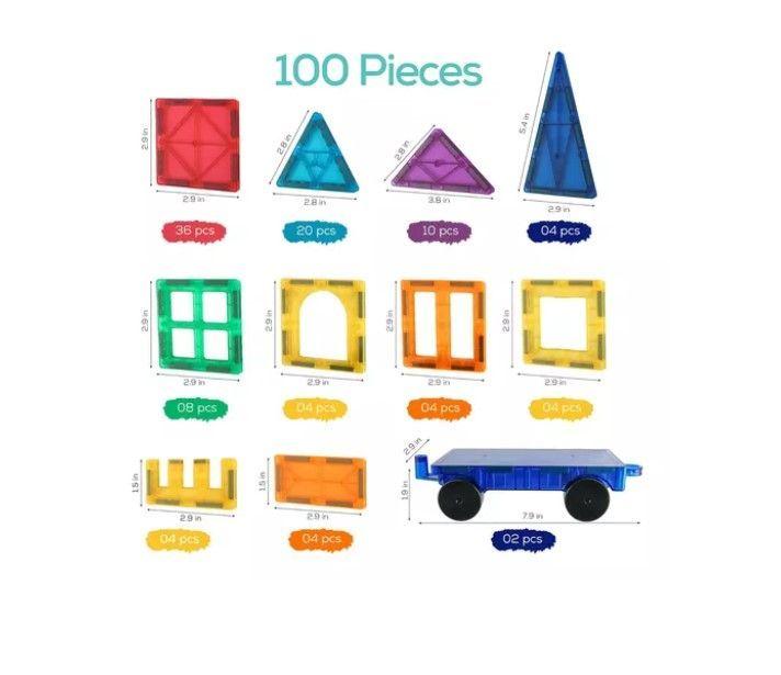 Juego De Bloques De Construcción Magnéticos 3d 100 Piezas-1