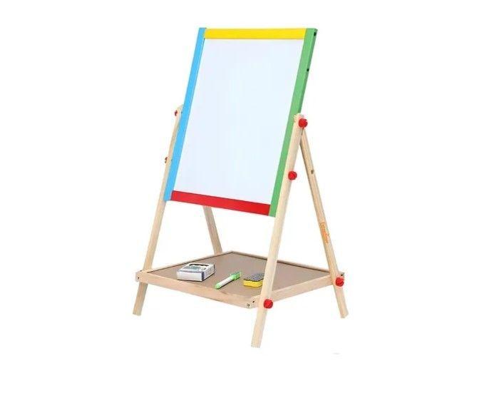 Pizarra Atril Para Niños 2 En 1 Doble Madera + Tiza Y Plumón-2